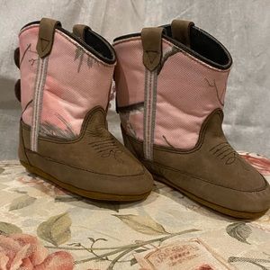 Baby pink camo boots